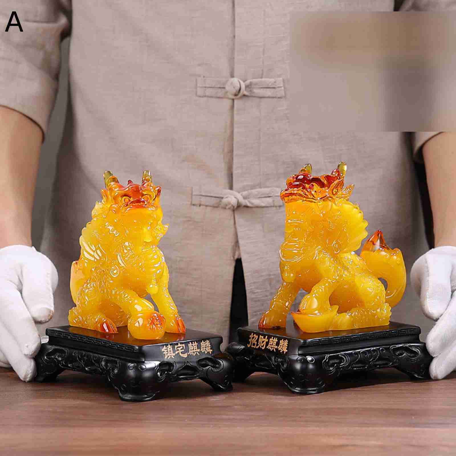 置き物 キリン 麒麟 招財 一対 お守り 風水グッズ 福運 2体セット 開運厄除 鎮宅 開運祈願 浄化 インテ..