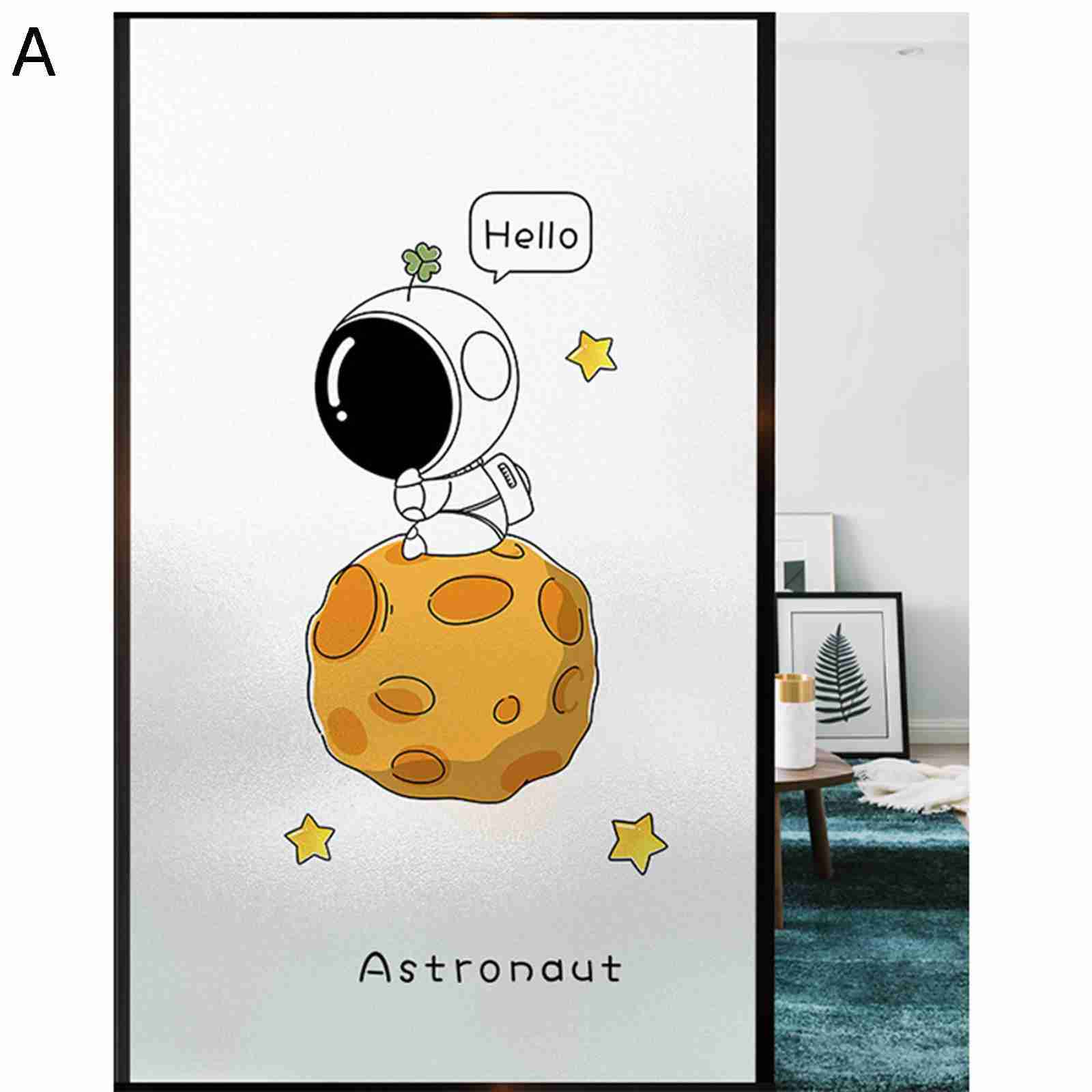 すりがらす風 目隠しシート 窓用 uvカットフィルム 遮光 断熱 宇宙員柄 はがせる ガラスシール 水で貼れる 貼り直し可能 インテリア ガラス飛散防止 ベランダ ベッドルーム キッチン 風呂場