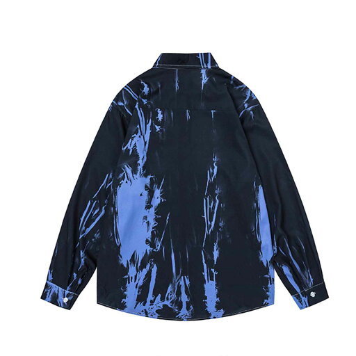 長袖シャツ オックスフォードシャツ メンズ 春秋 総柄シャツ ボタンダウン 大きいサイズ 快適 軽量 ダーク系 ゆったり レギュラーフィット 吸汗透湿 モード系 おしゃれ ペアルック 襟付き hiphop 原宿系