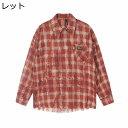 長袖シャツ メンズ 開襟 チェックシャツ ボタンダウンシャツ 折り襟 胸ポケット ストリート系 ダメージ加工 カジュアルシャツ 春夏秋 ゆったり カジュアル 快適 春着 秋服 トップス ファッション(4)