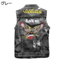 デニムベスト メンズ 鷹の刺繍飾り レイヤード ライダースベスト スリム チョッキ レジ Gジャン ジージャン カジュアル オートバイベスト ノースリーブジャケット 耐磨耗性 ヒップホップ 街着