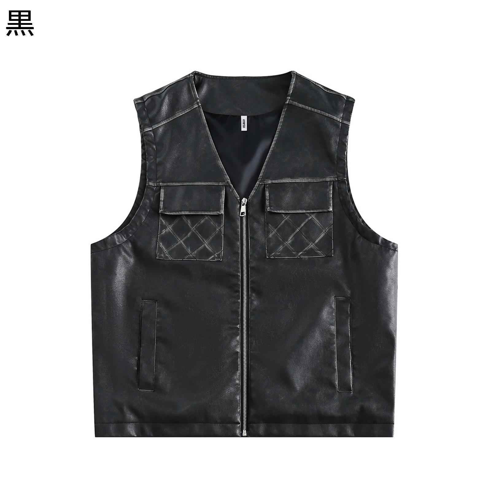 レザーベスト PU革ジャン メンズ レディース ライダースベスト バイクチョッキ y2k 着痩せ レトロ 革ジ..