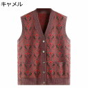 ニットベスト チョッキ 前開きボタン レディース カーディガン 婦人服 保温防寒 柔らか ブラウス コート おおきいサイズ ストレッチ カジュアル 高齢者 母の...