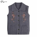 衿付ベスト チョッキ 高齢者洋服 シニアレディース ニットカーディガン 婦人服 あったか ふわふわ アウター ノースリーブ レイヤード風 ゆったり お誕生日プレ...