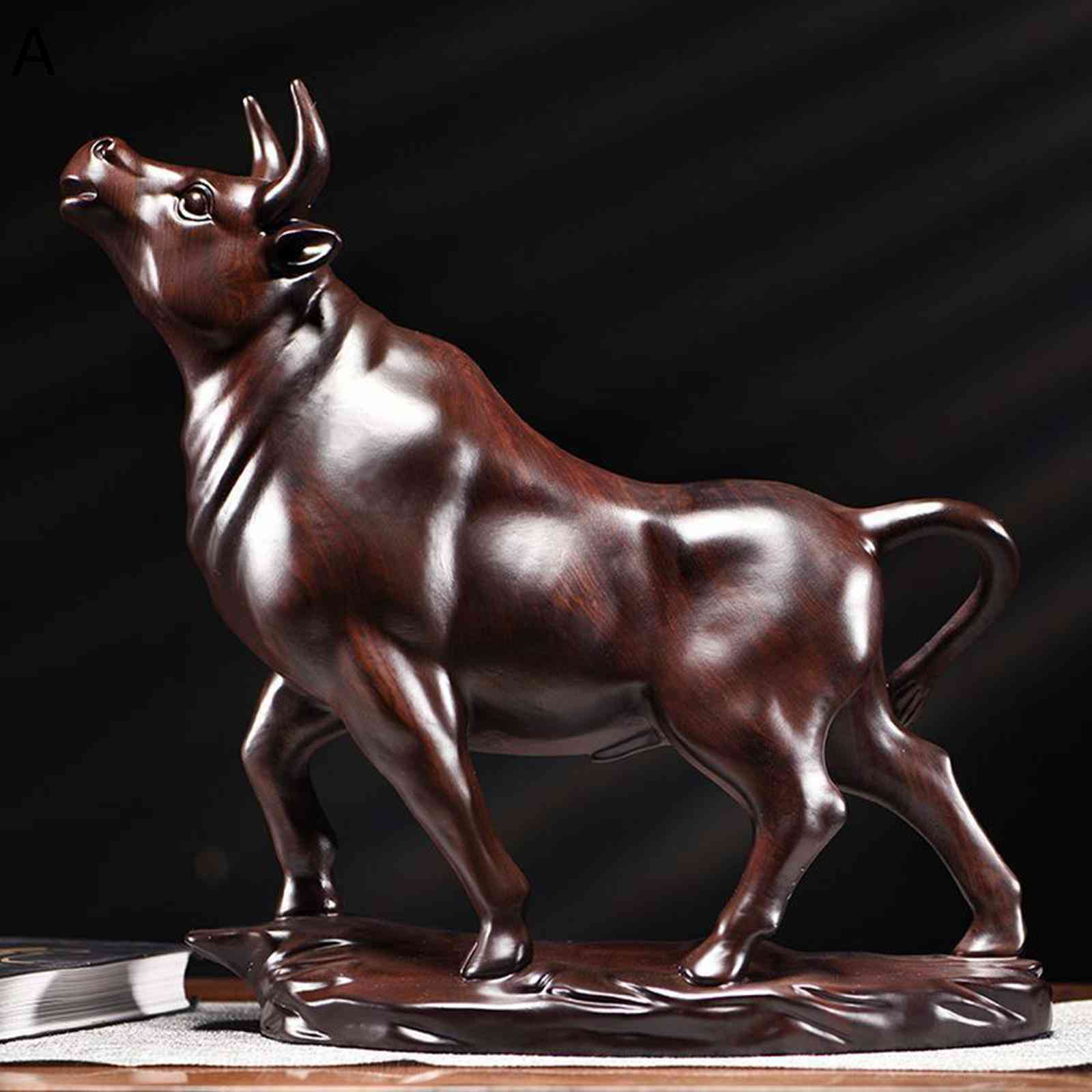 置き物 牛飾り 25cm 20cm 牛の置物 天然木 工芸品 開運グッズ 牛の彫像 風水グッズ うし 丑年 牛 干支..