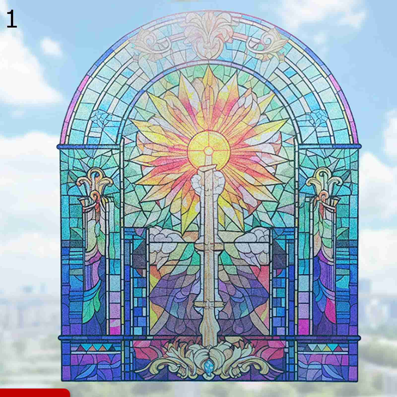 すりガラス風シート ステンドグラス 窓用 目隠し 断熱フィルム uvカット 遮光 剥がせる 水で貼れる 貼..