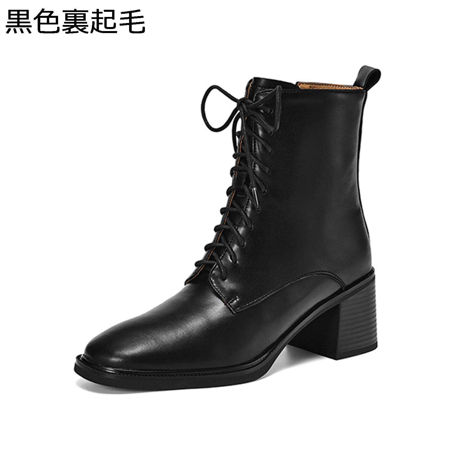 ショートブーツ レディース アンクルブーツ 本革 痩せ効果 太めヒール 編み上げ サイドジップ 軽量 おしゃれ 履きやすい 柔らかい フェミニン スクエアトゥ おしゃれ 秋冬 滑り止め 通勤 通学 OL デート