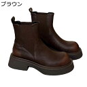 チェルシーブーツ ショートブーツ レディース アンクル丈 サイドゴア 秋冬春 皮革 細見え 痩せ 安定感 滑り止め ソフト 厚底 歩きやすい かわいい 短靴 小...