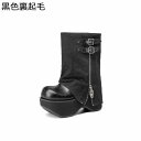 ジョッキーブーツ 12cm厚底 ショートブーツ レディース ゆったり パンツデニムブーツ 秋冬 足細く見え 安定感 ダブルベルト 防水防滑 歩きやすい 脱げない...