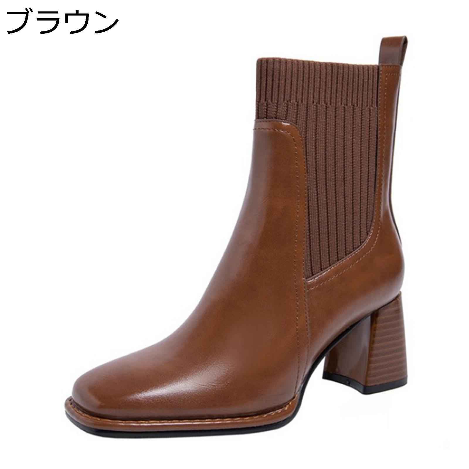 ショートブーツ レディース アンクルブーツ サイドゴア 太めヒール 6.5cmアップ 痩せ効果 軽量 合成皮革 歩きやすい 大人 幅広 短靴 フェミニン 秋冬 ソフト 防滑 小さいサイズ フォーマル 通勤通学