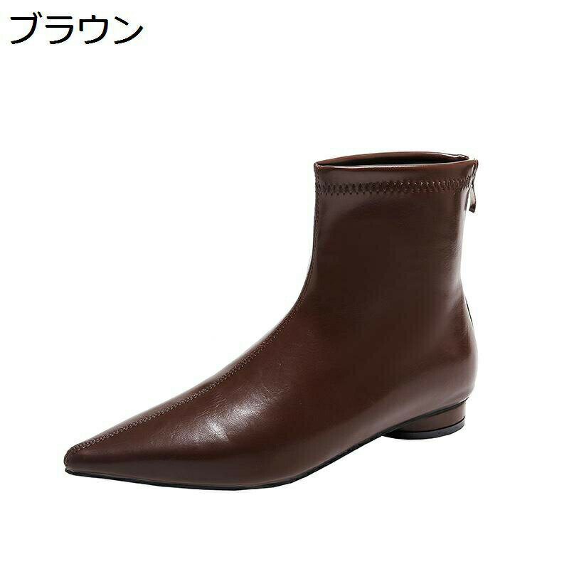 ショートブーツ ポインテッドトゥ バックジップ レディース アンクル丈 ブーティ 袴用ブーツ 合成皮革 ..