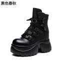 厚底 レディース アンクルブーツ ショートブーツ 本革 編み上げ 9cmアップ インヒール 短靴 バックジップ ミドル丈 袴用ブーツ 軽量 足細 コンフォート 秋用 大人 防滑 ソフト 通勤 通学 カジュアル