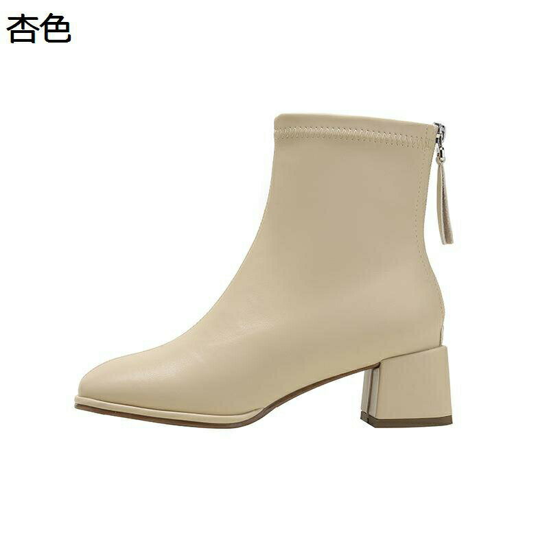 ブーティ ショートブーツ レディース 袴用ブーツ 秋冬春 バックジップ 4.5cmヒール 革 足細く見え 安定感 防滑 ゴムソール 幅広 おしゃれ セクシー 大人 短靴 柔らかい カジュアル アウトドア 旅行