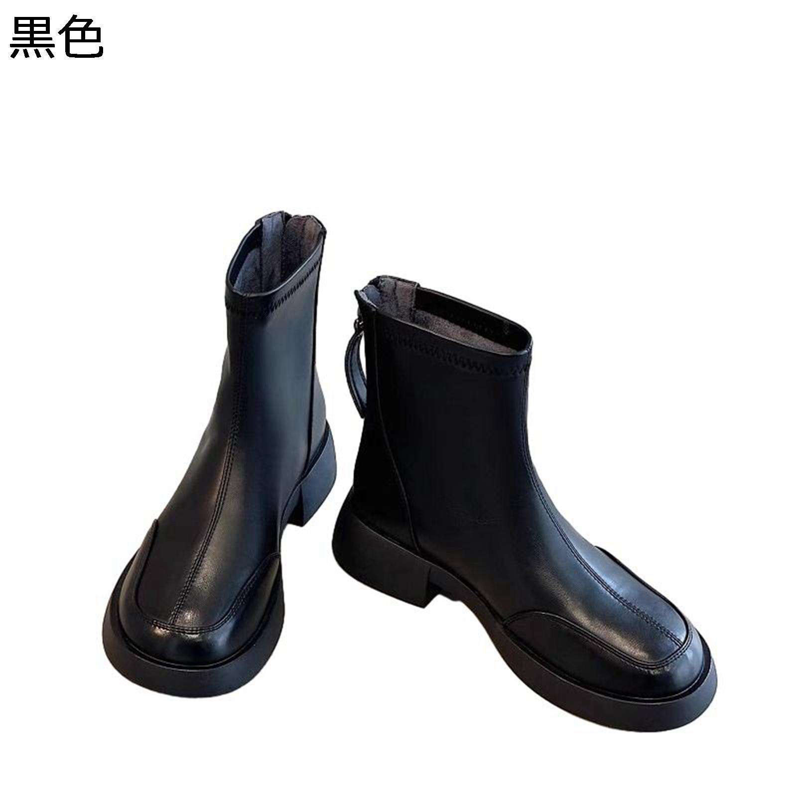 ショートブーツ レディース 厚底 アンクルブーツ 合成皮革 足細 バックジップ 安定感 歩きやすい 大人 幅広 ブーティ フィット 着回し 秋用 滑り止め 大きめ イベント カジュアル アウトドア