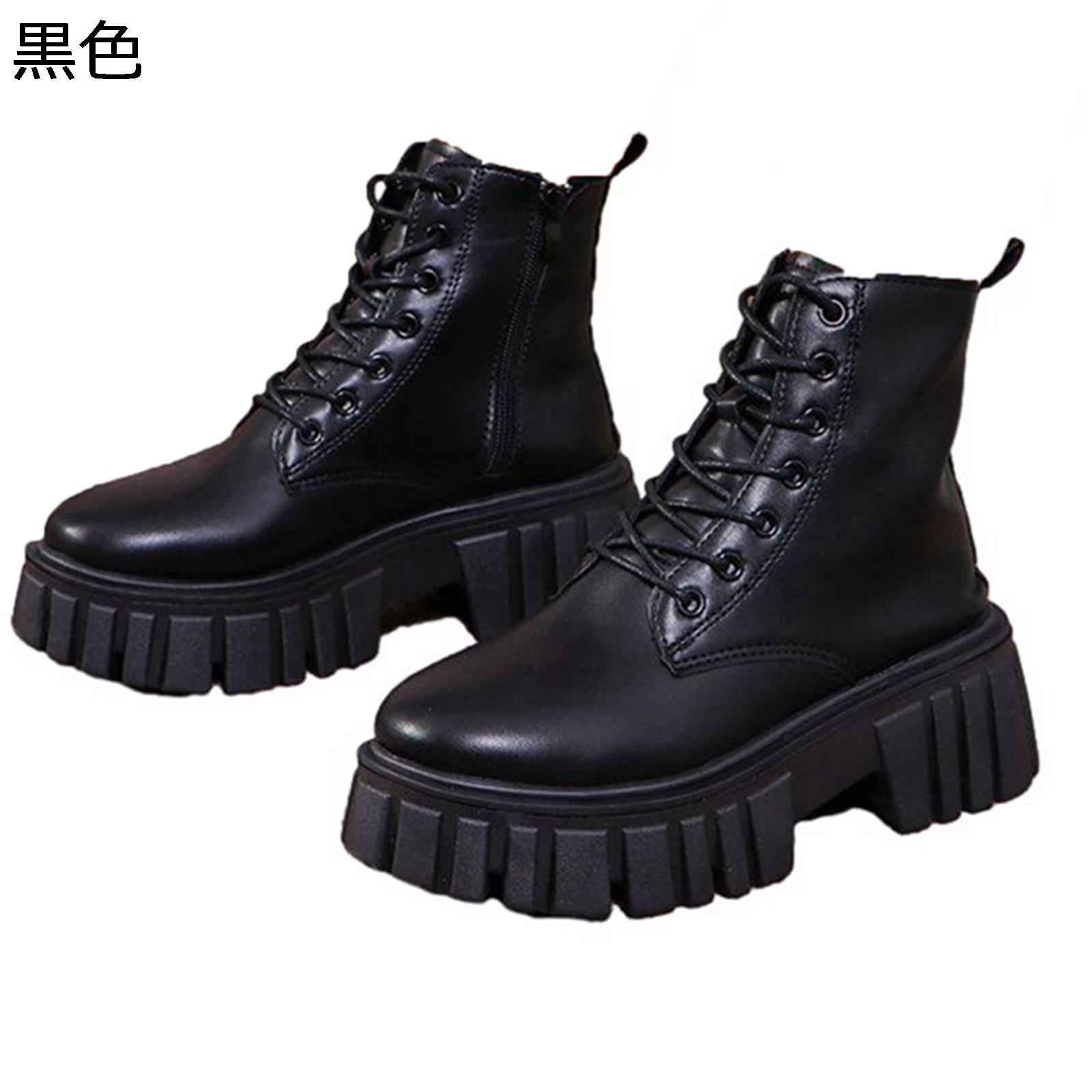 ショートブーツ レディース 袴用ブーツ 合成皮革 サイドジップ 厚底 編み上げ シンプル 美脚 脚長 歩きやすい 大人 幅広 アンクル靴 韓国 アメカジ 秋用 防水 防滑 大きい 小さいサイズ カジュアル