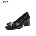 ハイヒール レディース パンプス おしゃれ 美脚 スクエアトゥ ビット付き パッチワーク 5.5cm太ヒール カジュアル 素足 歩きやすい 通気性 パーティー デート 婦人靴(4)