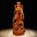 木彫仏像 置物 財神 聚寶盆 木像 木製フィギュア 黄花梨 花梨木 天然カリン材 神像 仏像コレクション 木彫り置物 民芸品 開店祝い 仕事運アップ 開運グッズ 風水アイテム 開運厄除 福運 ギャンブル運 家 装飾