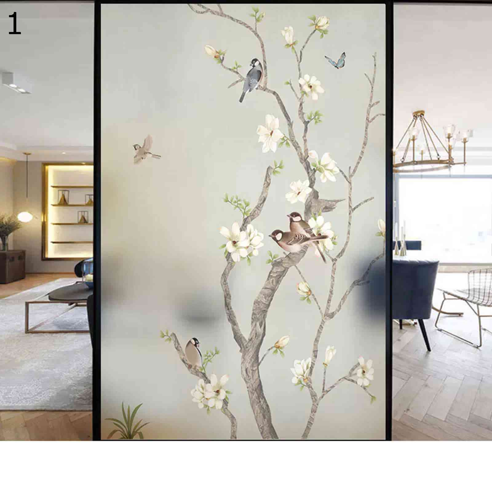 窓フィルム 窓 ガラスシート 目隠しフィルム スモークフィルム 中華風 花柄 見えない 断熱 めかくしシート 剥がせる すりガラス用 インテリア おしゃれ 子供部屋 レストラン 新生活 水で貼れる