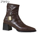 ショートブーツ レディース ミドル丈 ギャザー 合皮 ベルト ロングノーズ 足細 スクエアトゥ アンクル丈 バックジップ 軽量 秋用 5cmヒール 柔らか 滑り止め クラシック アメカジ レトロ オフィス 通勤通学