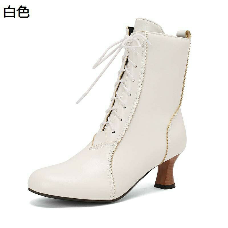 乗馬ブーツ ショートブーツ レディース 袴用ブーツ 編み上げ 太めヒール 5.5cm サイドジップ レトロ 秋冬春 合皮 足細 軽量 コンフォート 防滑 ゴムソール 幅広 おしゃれ セクシー 大人 短靴 大きいサイズ