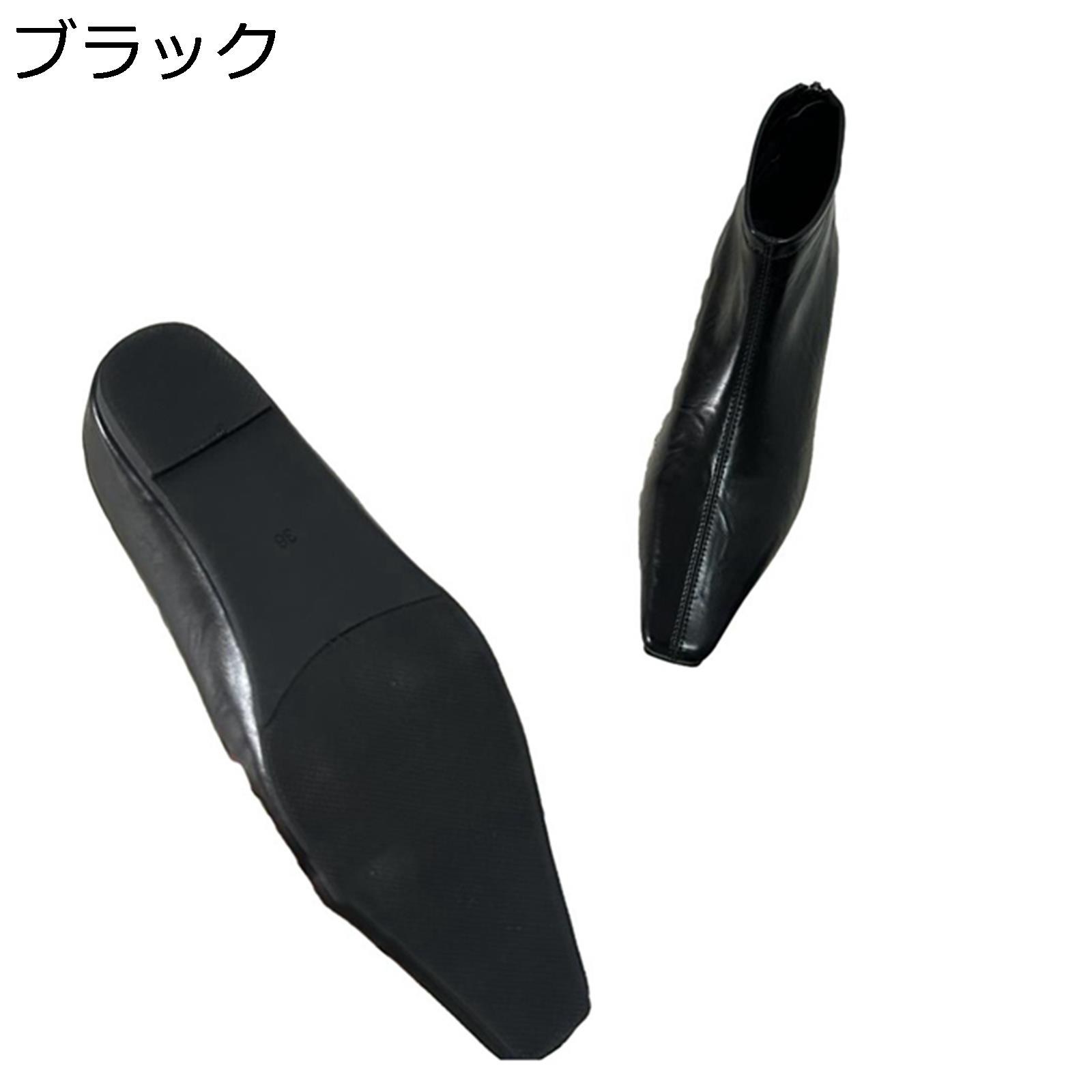 インヒール3cm ショートブーツ レディース アンクルブーツ 秋冬 ロングノーズ シンプル 美脚 脚長 防水 防滑 バックジップ 履きやすい 軽量 ファッション 短靴 スクエアトゥ イベント カジュアル アウトドア