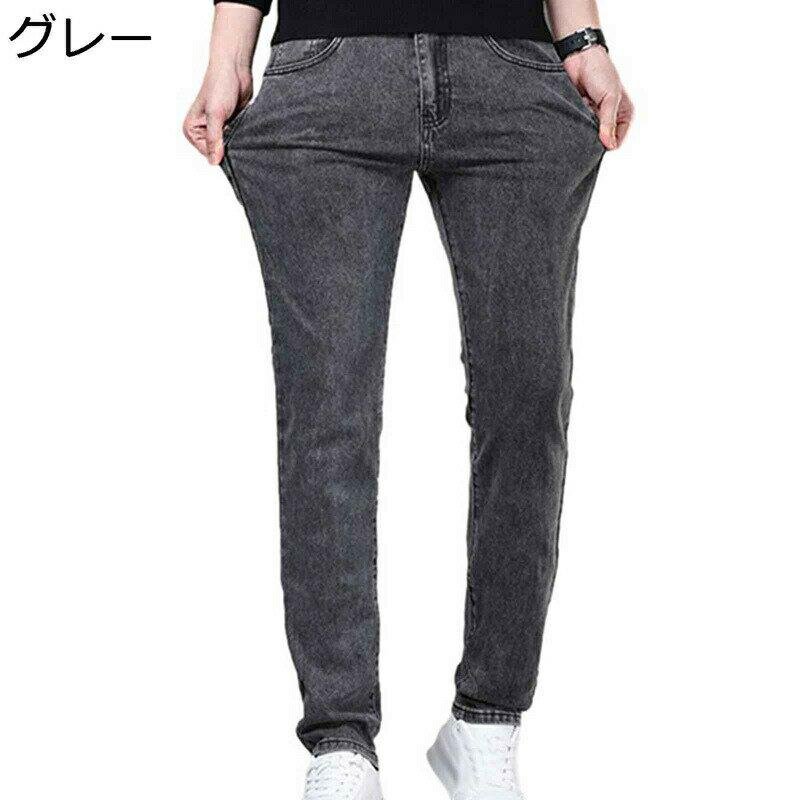 デニムパンツ スリム フィット メンズ ジーパン レギュラーストレート 細身 Gパン ストレッチ 耐摩耗性 ロングパンツ 大きいサイズ ウォッシュ加工 シンプル 紳士 穿き心地いい ゆったり ジーンズ