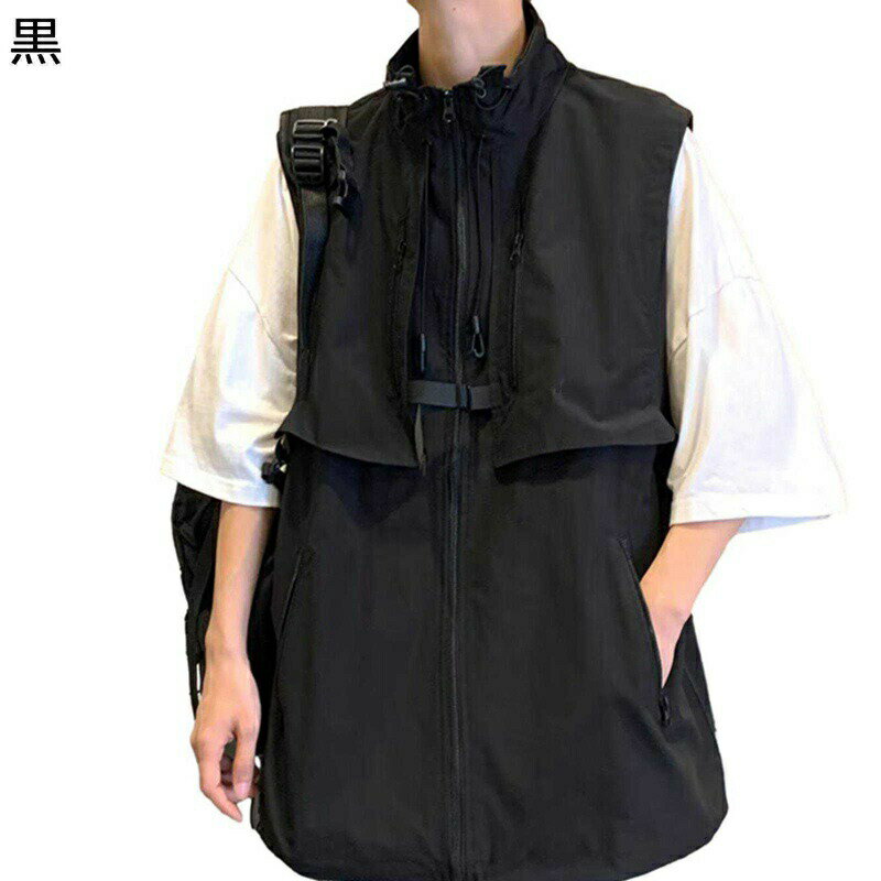 カジュアルベスト メンズ アウトドアベスト ファッションベスト 袖なし 重ね着 ジップアップ ノースリーブジャケット ゆったり チョッキ 薄手 軽い 通気 ジレ 戸外 クライミング 春夏秋用