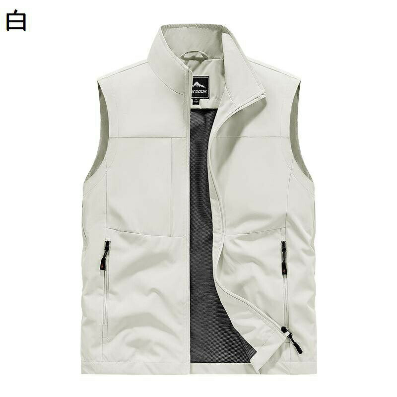 アウトドアベスト フィッシングベスト メンズ 春夏秋着 ノースリーブ ジップアップ ジレ カメラマン 釣り チョッキ 速乾通気性 ゆったり レイヤード 多機能 ポケット 耐磨耗性 カジュアル