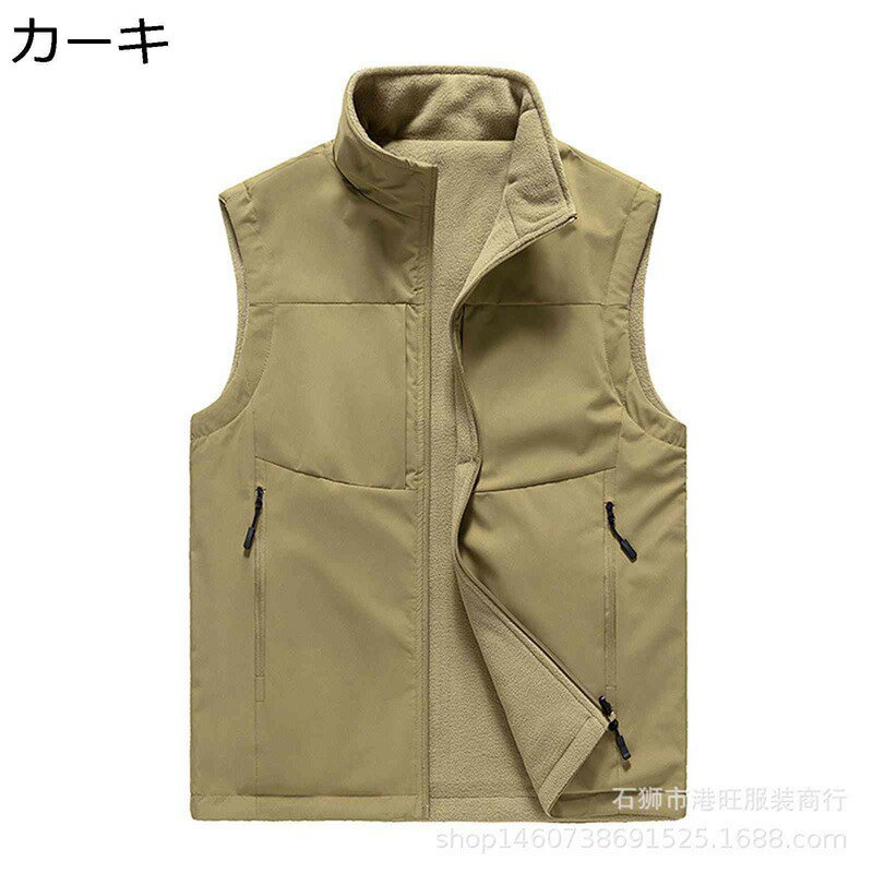 アウトドアベスト メンズ 裏ボア 防風保温 ワークウェア リバーシブル 作業ウェア ジップアップ ジレ チョッキ 通気 速乾 快適 立て襟 レイヤード 四季 袖なし ワイド 動きやすい オシャレ