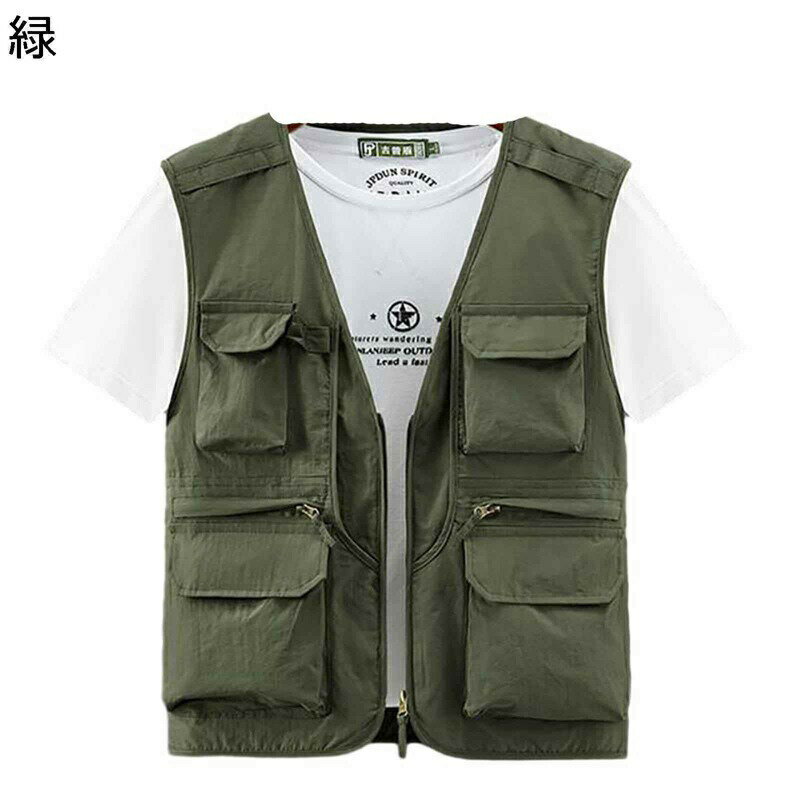 フィッシングベスト メンズ アウトドアベスト 大きいサイズ ジレ チョッキ ポケット 収納便利 軽量 通気 速乾 レイヤード ノースリーブジャケット お釣り 撮影 無地 ワークベスト 多機能 春夏秋