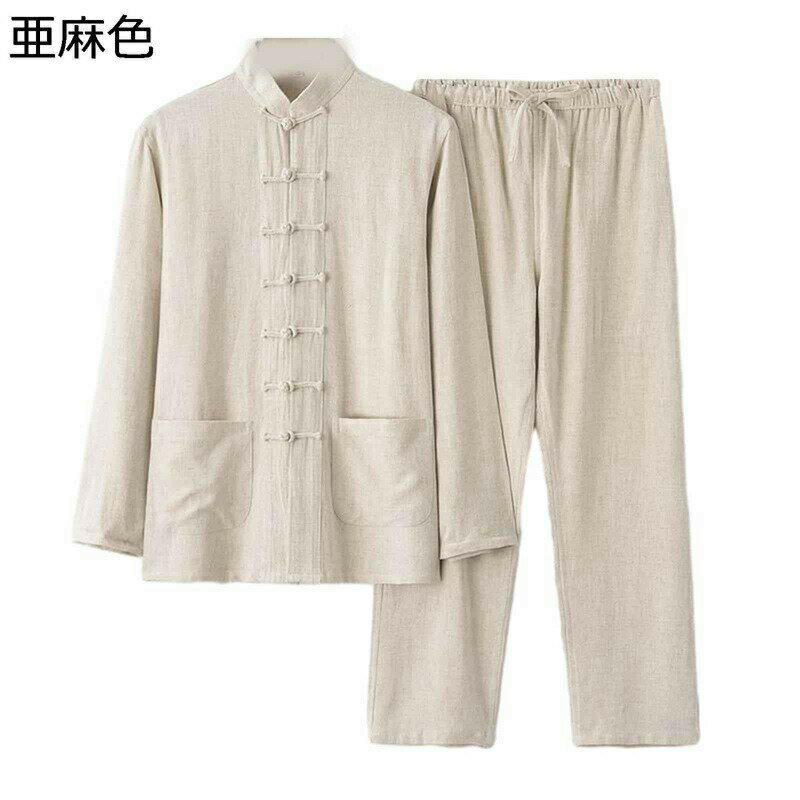 シャツ メンズ 唐装 漢服 長袖 上下セット 春秋 チャイナ風 大きいサイズ カジュアル ゆったり おしゃれ 伝統服 カンフー衣装 ポケット付き 無地 前開き ...