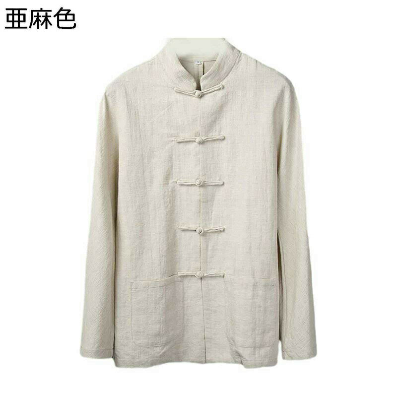 唐装 漢服 メンズ チャイナシャツ 長袖 大きいサイズ カジュアル ゆったり オシャレ 無地 通気性 吸汗速乾 汗染み防止 柔らかい 快適 上着 トラベル スポーツ パーティー 武術シャツ 太極拳服