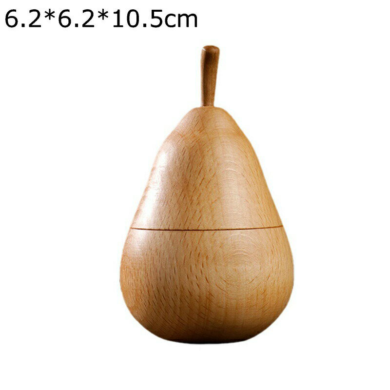 楊枝入れ 梨の形 爪楊枝ケース かわいい 木彫り 木目 木材 綿棒入れ 衛生的使用 綿棒ホルダー 楊枝や綿..
