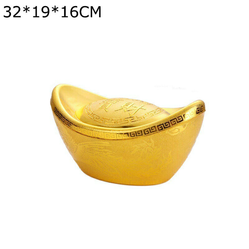 シミュレーションゴールドインゴット 中空 プラスチック 金元宝 風水装飾品 風水トーンインゴット 富の繁栄の彫刻 幸運の置物 風水元宝 幸運のお金の置物 中国の人民元包 縁起の良いインゴット像 ミニチ 道具