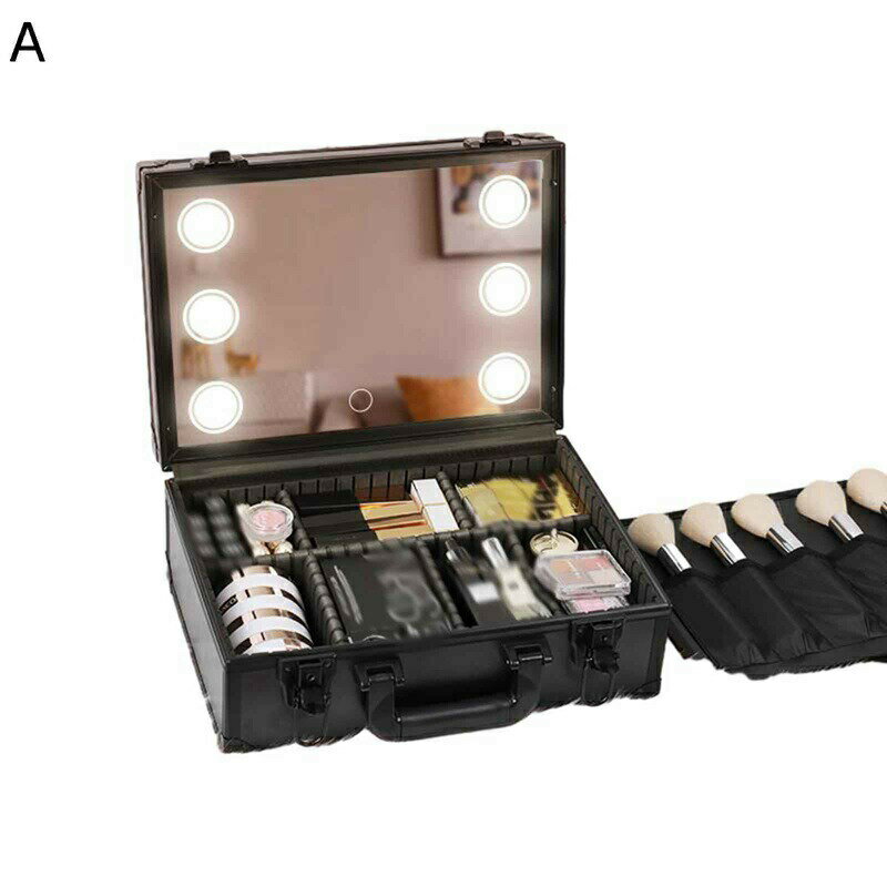 コスメボックス LEDライト ミラー付き 仕切り板 分割と取り外し可能 メイクケース メイクアップケース 化粧道具入れ コスメケース 贈り物 通勤 軽量 携帯 ケース 整理簡単 防水 防湿 防塵