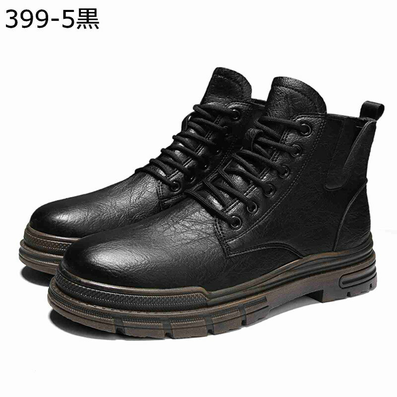 編み上げ ショートブーツ ブーティ メンズ レースアップブーツ 厚底 PUレザー 男性 バイクブーツ カッコイイ カジュアル 撥水加工 滑り止め 歩きやすい 通気 秋冬用 雨靴 男性用靴 新作