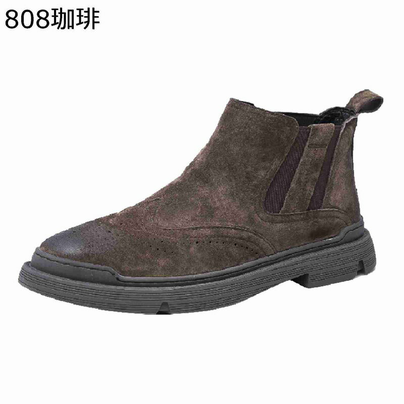 ショートブーツ ブーティ 本革 チェルシーブーツ カジュアルシューズ メンズ サイド スエードレザー 切..