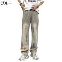 メンズ Gパン ジーンズ デニムパンツ 両側ポケット パッチワーク 多彩柄 ゴムウエスト カジュアル ファッション 肌にやさしい 毛玉なし 軽量 薄手 通気性 脚長 作業着 街着 アウトドア ワーク