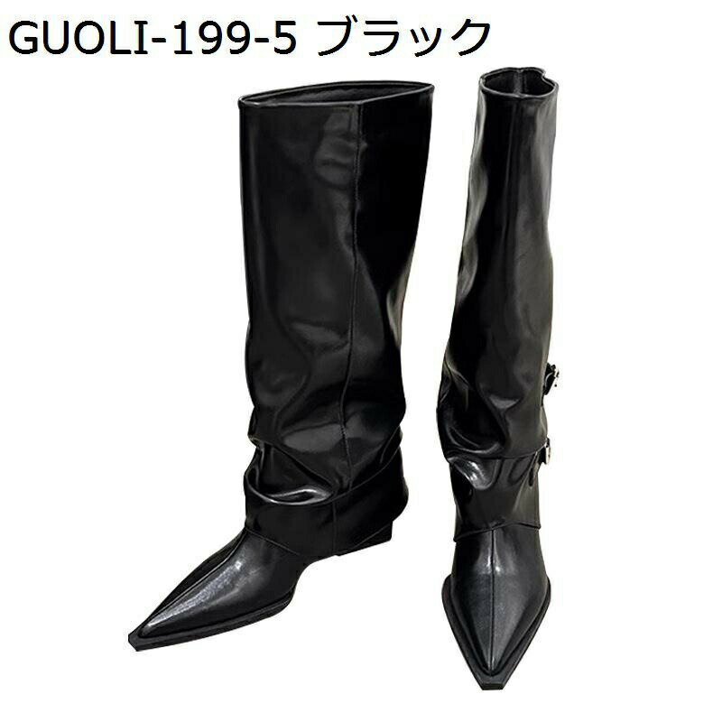 ロングブーツ 長靴 ひざ丈 レディース 袴ブーツ ポインテッドトゥ ジョッキーブーツ 合皮 細見え 安定感 履きやすい ゆったり 韓国 アメカジ 春秋冬 滑り止め パーティー パンツブーツ ダブルベルト 演出