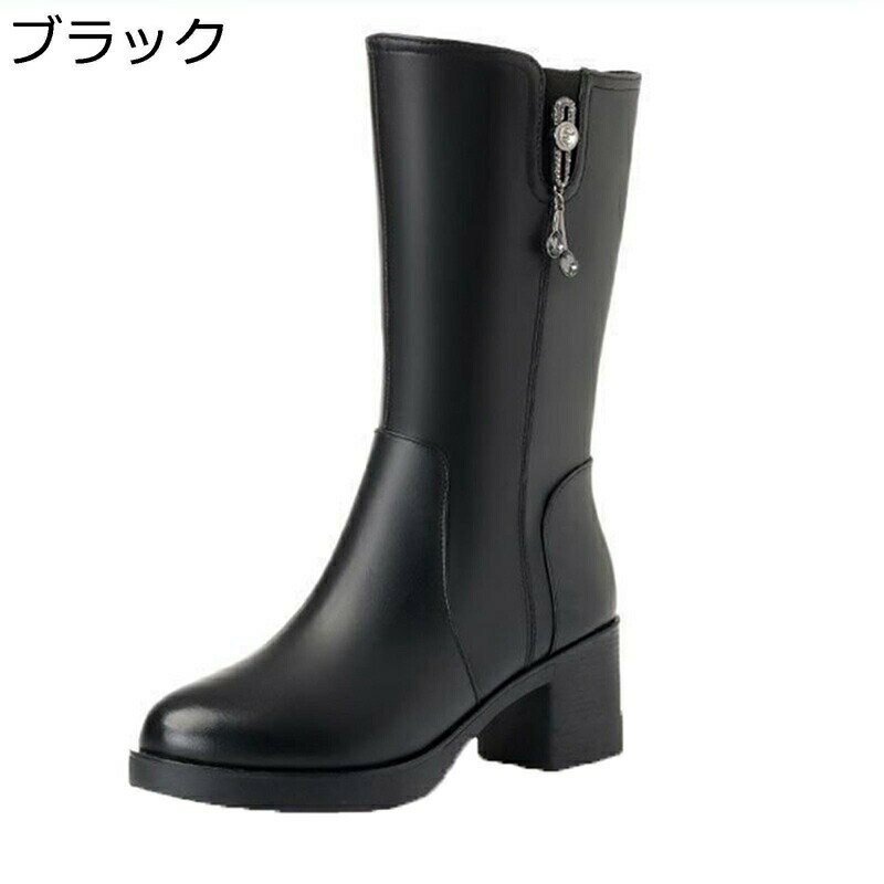 ロングブーツ ハーフ丈 高筒 レディース 袴ブーツ サイドジップ 裏ボア 6cmヒール ジョッキーブーツ 合皮 シンプル 美脚 脚長 柔らかい アメカジ 春秋冬 ソフト 防滑 コスプレ カジュアル 舞台