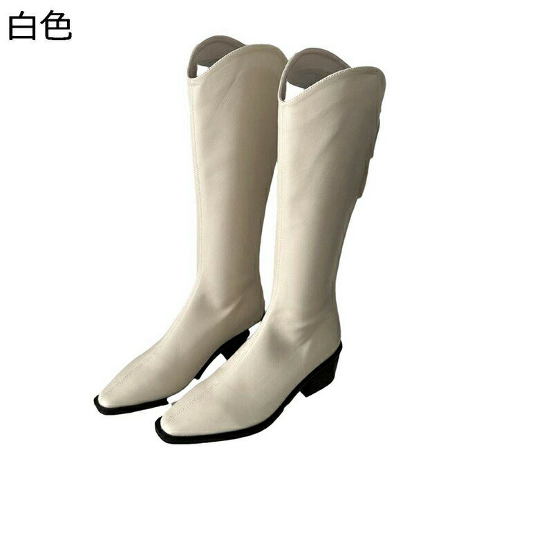 ひざ丈 ロングブーツ レディース vカット ジョッキーブーツ バックジップ ポインテッドトゥ 袴ブーツ 秋冬 太めヒール 足細 大きいサイズ 防滑 幅広 フェミニン コーデ コスプレ ゴスロリ キャラ 長靴