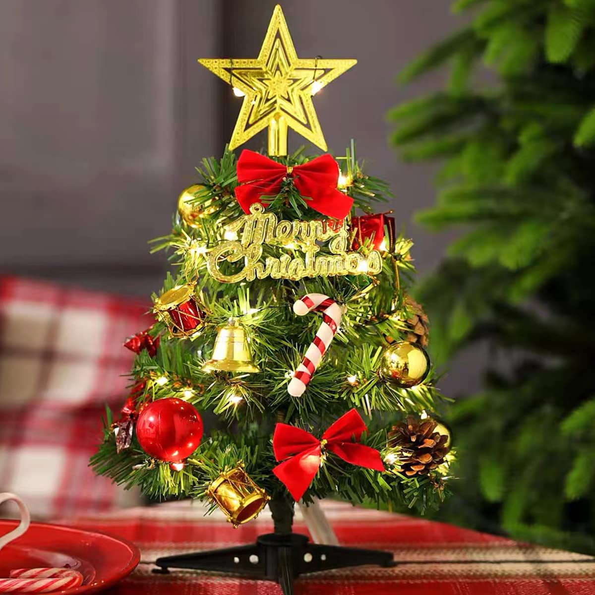 20点セット クリスマスツリー 卓上 50cm 北欧 小型 ミニツリー クリスマス飾り 常時点灯 LEDイルミネーション キラキラ 組立簡単 飾り付け おもちゃ プレゼント 雰囲気満々 暖かい