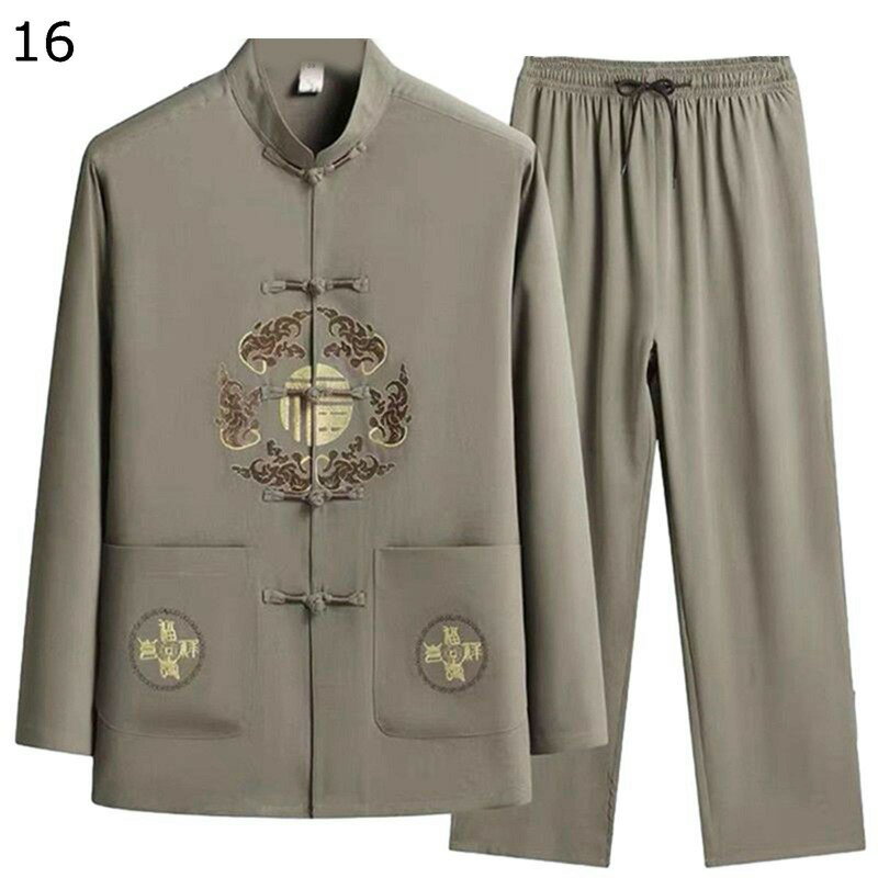 唐装 チャイナ服 男性 上下セット 長袖 チャイナ風 漢服 伝統服 立ち襟 前開き チャイナボタン 武術シャツ 作業 トレーニング 大きいサイズ カジュアル ゆ...