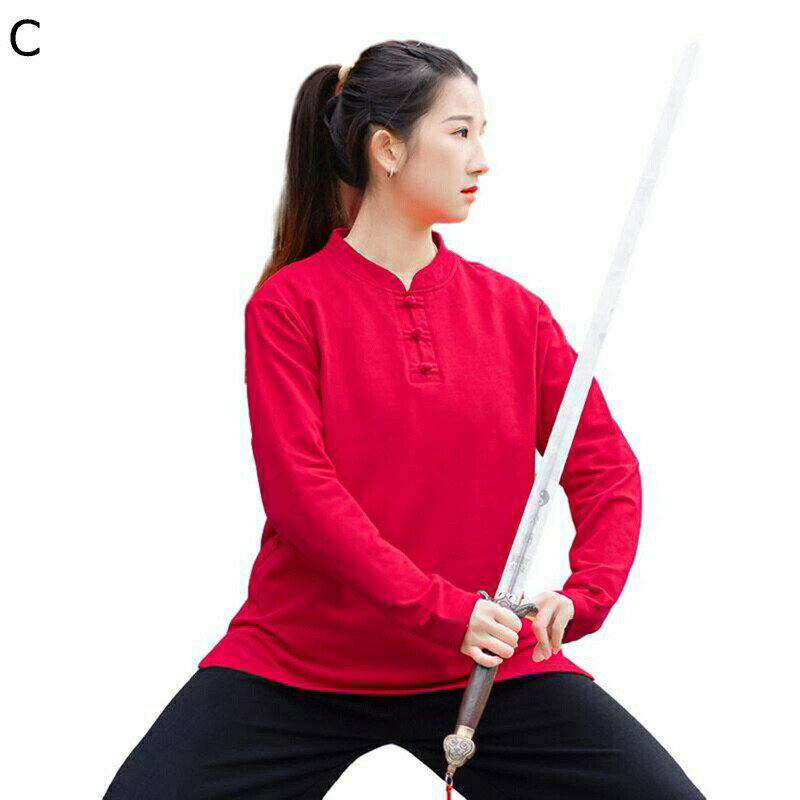 ユニセックス Tシャツ チャイナシャツ 唐装 漢服 秋冬 カジュアル ゆったり おしゃれ 大きいサイズ 太極拳服 武術シャツ カンフーシャツ シャツ 服 レディース メンズ 商業公演 武術公演 朝稽古