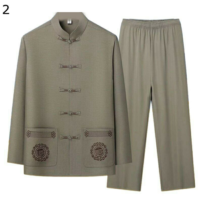 唐装 男性 長袖 チャイナ服 漢服 春秋 上下セット チャイナ風 伝統服 チャイナボタン スリムフイット 大きいサイズ カジュアル 立ち襟 春夏秋 通気性 汗染み防止 吸水速乾 父の日 プレゼント トレーニング