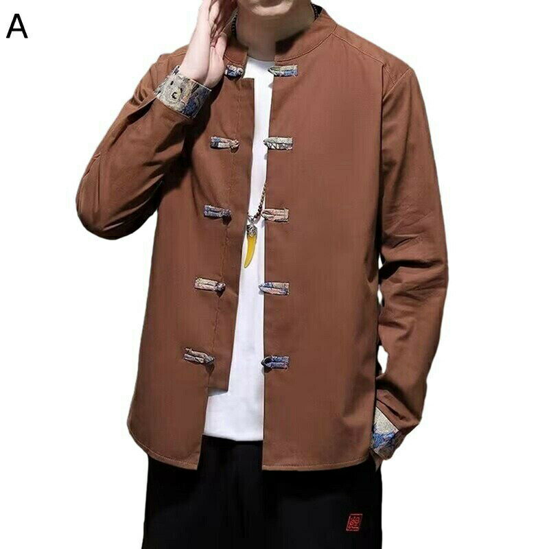 チャイナ服 唐装 漢服 長袖 ジャケット シャツ 中山服 チャイナ風 大きいサイズ カジュアル 立ち襟 前開き トップス アウター チャイナボタン 服 春秋 ファッション 青年 お出掛け 普段着 ストリート