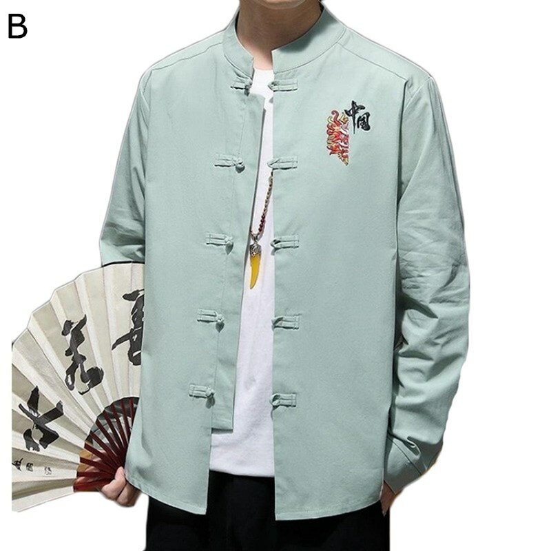 チャイナ服 唐装 漢服 長袖 ジャケット シャツ 中山服 チャイナ風 大きいサイズ カジュアル 立ち襟 前開き トップス アウター チャイナボタン 服 春秋 ファッション 青年 お出掛け 普段着 ストリート
