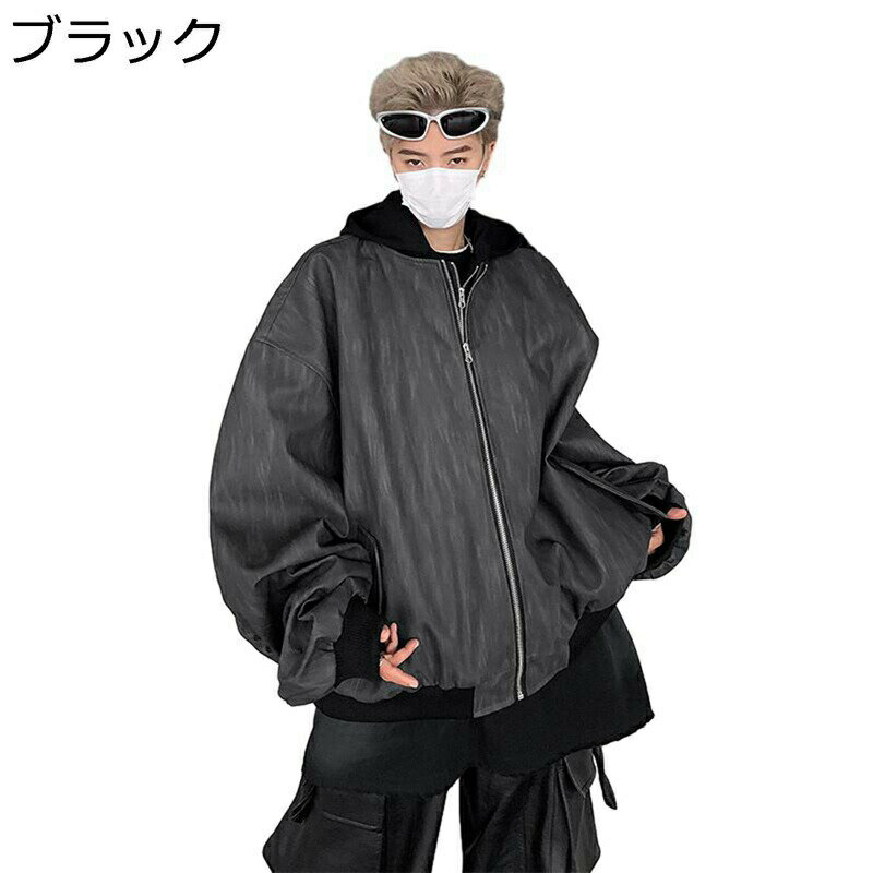 革ジャン PUレザージャケット メンズ ライダースジャケット レトロ ファスナー フェイクレイヤード フード付き 秋冬 ゆったり PUレザーコート アメリカン ブルゾン ジャンパー