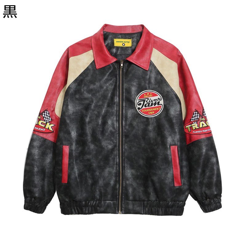 レザージャケット PUレザー バイクジャケット メンズ 切り替え ジャンパー ブルゾン パーカー 防寒防風 撥水 立襟 秋用 冬物 シングル シンプル カジュアルジャケット バイクジャケット モト