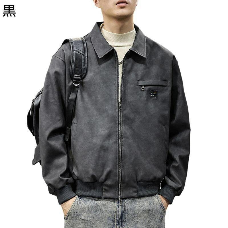 ライダースジャケット 革ジャン メンズ ヴィンテージ フェイクレザーコート ブルゾン ジップアップ 防寒防風 防水 スタンドカラー 秋服 冬服 大人 ストリート モトコート バイクジャケット
